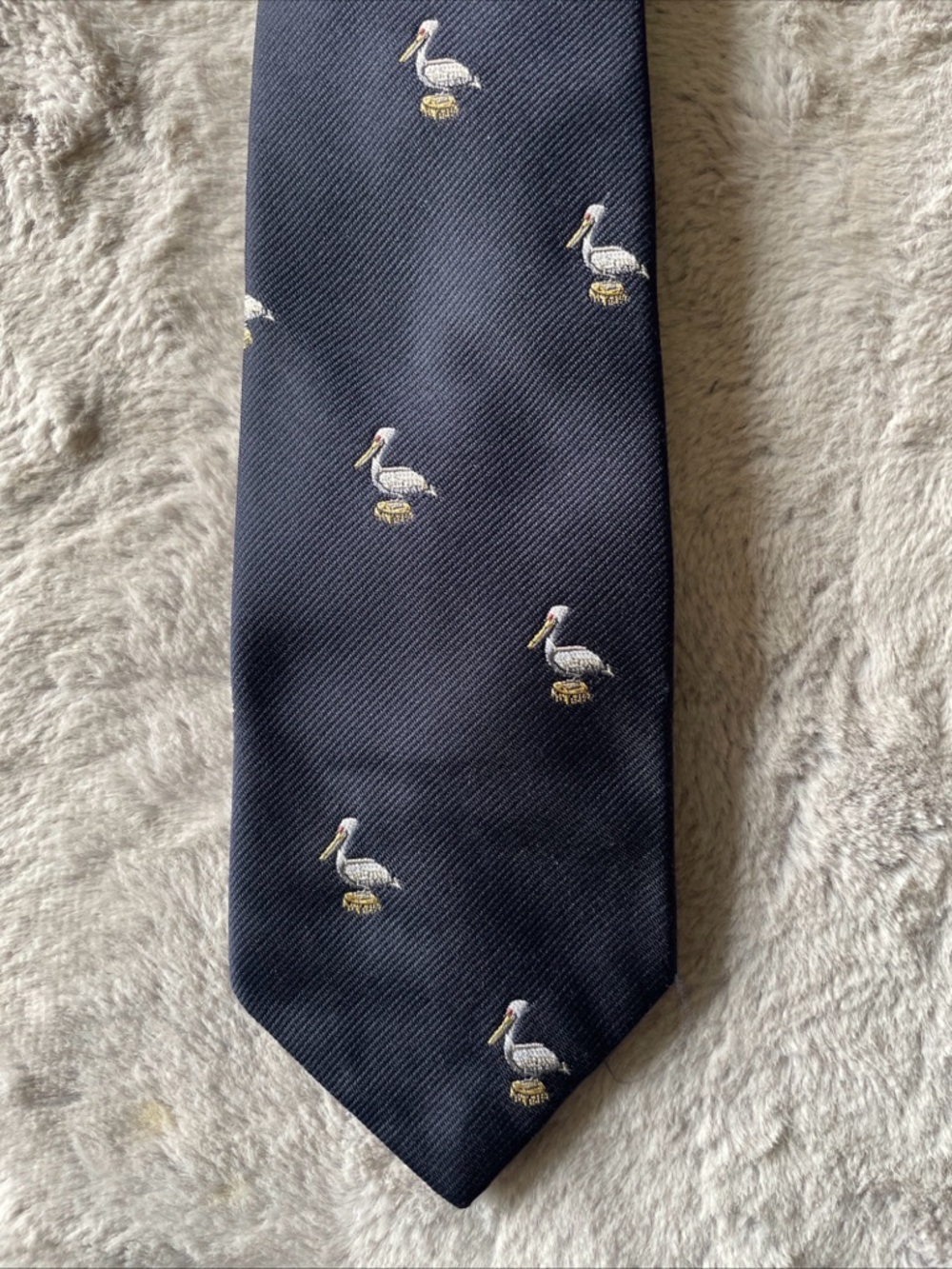 Vintage pintail Navy Pelican Pattern Men's Tie - Classic Navy